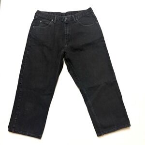 Y2K 2000s Wrangler Baggy Jeans Men 36 Black Denim Loose Wide Leg Skater Grunge